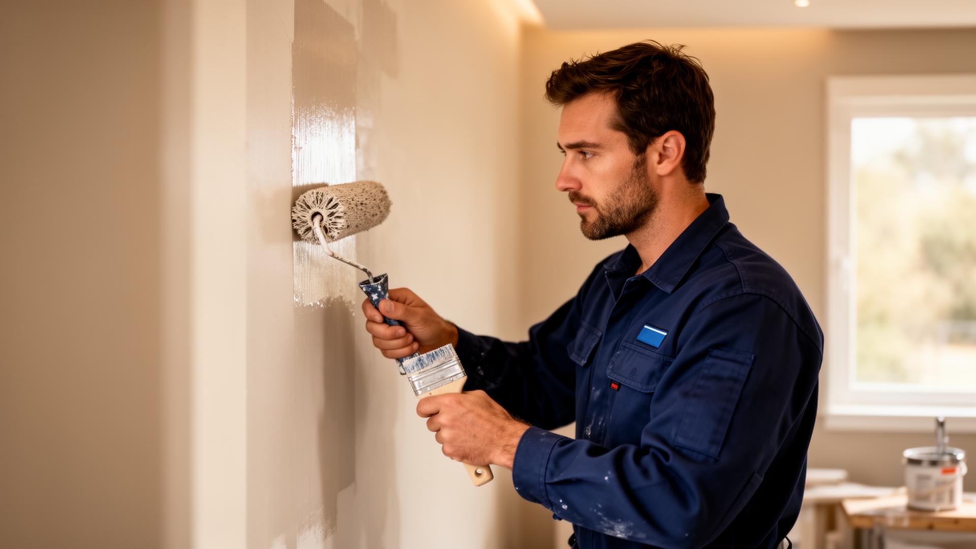 Pinder Property Services craftsman finishing interior trim on a Frederick, Maryland home